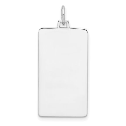 Sterling Silver Rhod-plate Eng. Rect. Polish Front/Satin Back Disc Charm