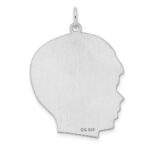 Sterling Silver Rhod-plate Eng. Boy Polished Front/Satin Back Disc Charm - Image 3