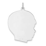Sterling Silver Rhod-plate Eng. Boy Polished Front and Back Disc Charm - Image 2