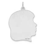 Sterling Silver Rhod-plate Eng. Girl Polished Front/Satin Back Disc Charm - Image 3