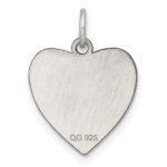 SS Rh-plt Engraveable Heart Polished Front/Satin Back Disc Charm - Image 2