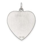SS Rh-plt Engraveable Heart Polished Front/Satin Back Disc Charm - Image 2