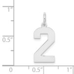 Sterling Silver/Rhodium-plated Polished Number 2 Charm - Image 3