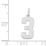 Sterling Silver/Rhodium-plated Polished Number 3 Charm - Image 3