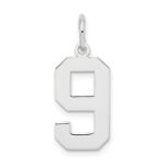 Sterling Silver/Rhodium-plated Polished Number 9 Charm
