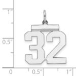 Sterling/Silver Rhodium-plated Polished Number 32 Charm - Image 3