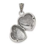 Sterling Silver Antiqued Red Enamel and Marcasite Heart Locket - Image 4