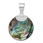Sterling Silver Rhodium-plated Round Abalone Pendant