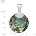Sterling Silver Rhodium-plated Round Abalone Pendant - Image 3