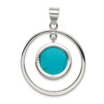Sterling Silver Circle Turquoise Pendant - Image 4