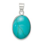 Sterling Silver Oval Turquoise Pendant - Image 4