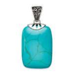 Sterling Silver Antiqued Turquoise Pendant - Image 4