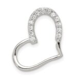 Sterling Silver Rhodium-plated CZ Heart Pendant
