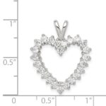 Sterling Silver Rhodium-plated CZ Heart Pendant - Image 3