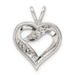 Sterling Silver Rhodium-plated CZ Heart Pendant - Image 4