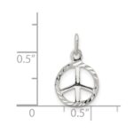 Sterling Silver Diamond-Cut Peace Sign Symbol Charm - Image 3