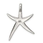 Sterling Silver Rhodium-plated Created Blue Opal Inlay Flat Starfish Slide - Image 4