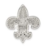Sterling Silver CZ Fleur de Lis w/ Flash Gold-Plated Chain Slide Pendant - Image 3