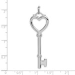 Sterling Silver Rhodium-plated Open Heart Top Large Key Pendant - Image 3