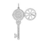 Sterling Silver Rhodium-plated CZ Filigree Locket Key Pendant - Image 5