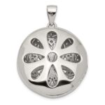 Sterling Silver Rhodium-plated CZ Flower Design 22mm Locket Pendant - Image 4