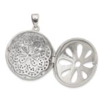 Sterling Silver Rhodium-plated CZ Flower Design 22mm Locket Pendant - Image 5