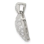 Sterling Silver Rhodium-plated CZ Puffed Heart Pendant - Image 2