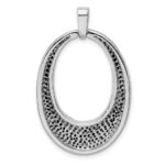 Sterling Silver Rhodium-plated Black and White CZ Open Oval Fancy Pendant - Image 4