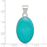 Sterling Silver Turquoise Polished Oval Pendant - Image 3