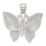 Sterling Silver Rhodium-plated Polished/Textured Butterfly Pendant - Image 4