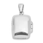 Sterling Silver Rhodium-plated Antiqued Onyx Rectangle 20mm Locket - Image 4