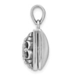Sterling Silver Rhod-plated Polished/Antiqued Garnet Square 16mm Locket - Image 2