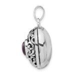 Sterling Silver Rhodium-plated and Antiqued Amethyst Locket - Image 2