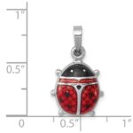 Sterling Silver Rhodium-plated Enameled Ladybug Pendant - Image 3