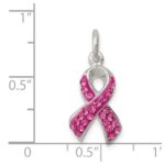 Sterling Silver Stellux Crystal Pink Awareness Ribbon Pendant - Image 3