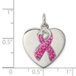 Sterling Silver Stellux Pink Awareness Ribbon w/ Heart Pendant - Image 3