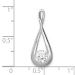 Sterling Silver Rhodium-plated CZ Tear Drop Pendant - Image 3