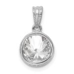 Sterling Silver Rhodium-plated CZ Circle X Edge Pendant - Image 4