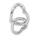 Sterling Silver Rhodium-plated Double Heart Slide Chain Slide - Image 4