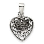 Sterling Silver Filigree Frame Onyx Heart Antiqued Heart Pendant - Image 4
