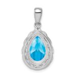 Sterling Silver Rhodium-plated Blue Topaz Pendant - Image 4