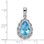 Sterling Silver Rhodium-plated Blue Topaz Pendant - Image 3