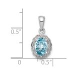 Sterling Silver Rhodium Plated Diamond & Light Swiss BT Oval Pendant - Image 3