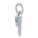 Sterling Silver Rhodium Plated Diamond & Swiss BT Heart Pendant - Image 2