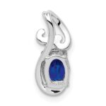 Sterling Silver Rhodium Plated Diamond & Sapphire Oval Pendant - Image 4