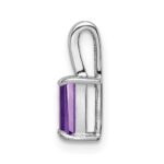 Sterling Silver Rhodium Plated Amethyst Rectangle Pendant - Image 2