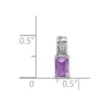 Sterling Silver Rhodium Plated Amethyst Rectangle Pendant - Image 3