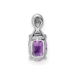 Sterling Silver Rhodium Plated Diamond and Amethyst Oval Pendant - Image 4