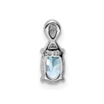 Sterling Silver Rhodium Plated Dia. & Aquamarine Oval Pendant - Image 4