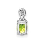 Sterling Silver Rhodium Plated Diamond and Peridot Oval Pendant - Image 4